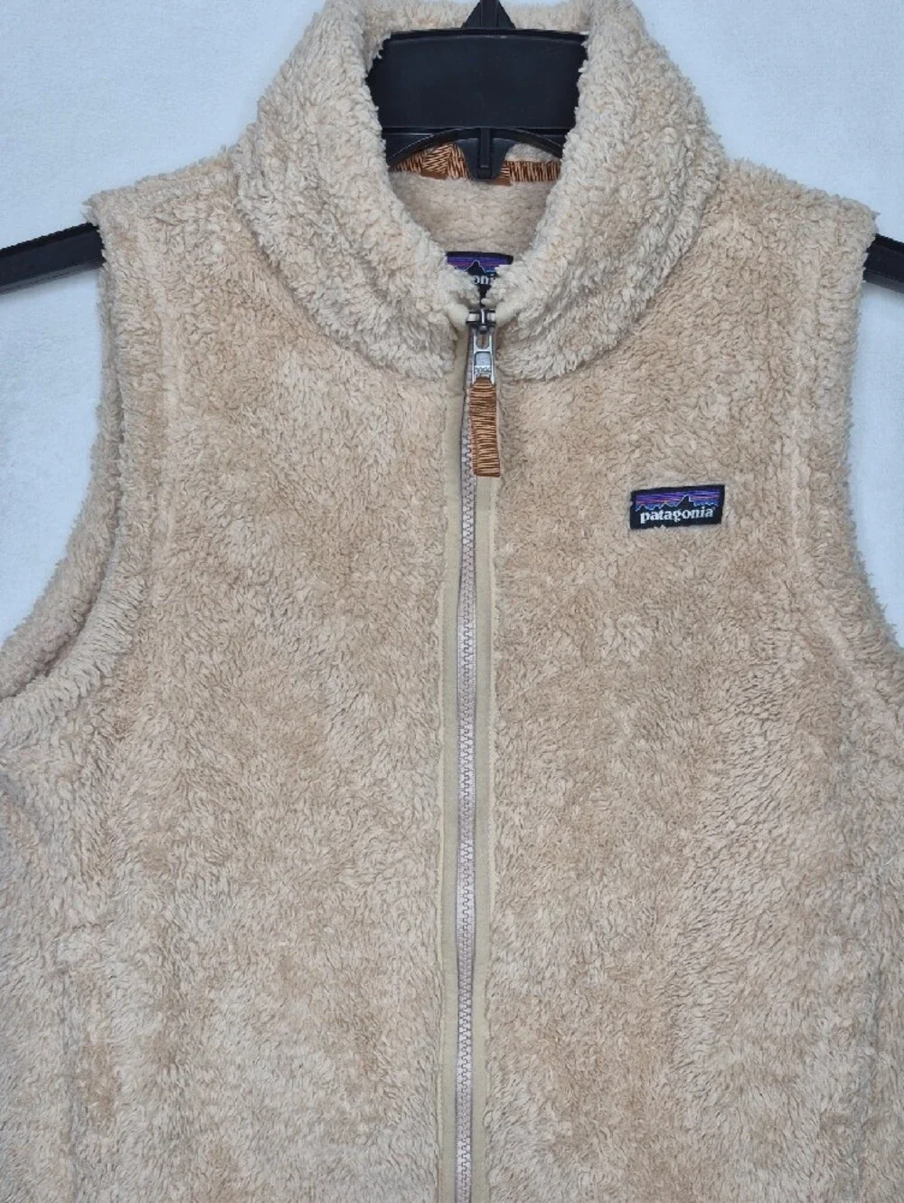 Patagonia Cozy Beige Los Gatos Fleece Hooded Vest Girls XL 14 Kids